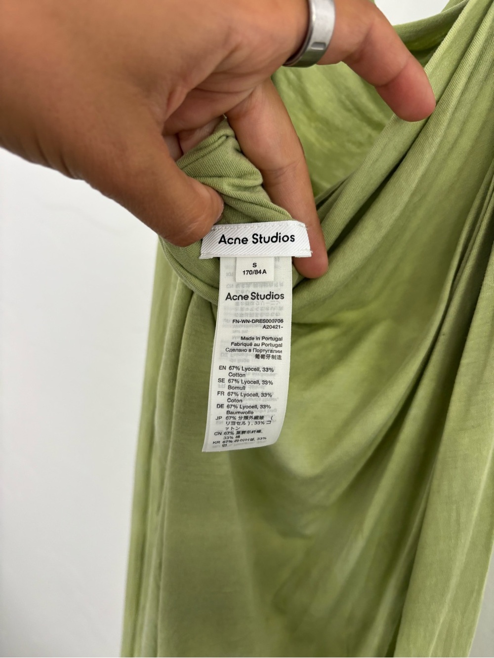 Acne Olive Green Draped Mini Dress - Picture 3 of 5
